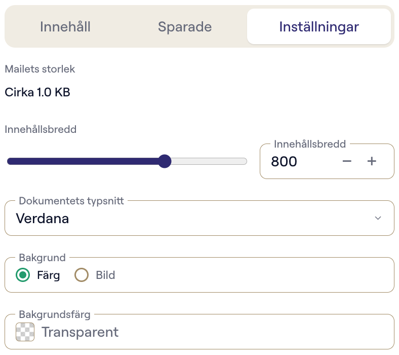 Fliken Inställningar