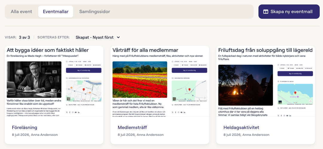 Eventmallar