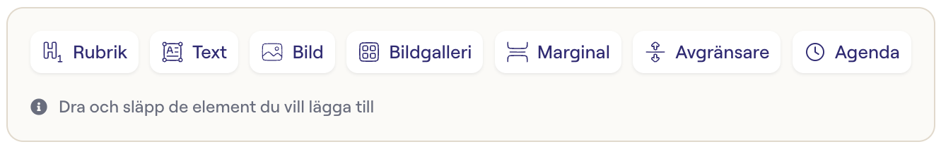 Verktygsfältet med block