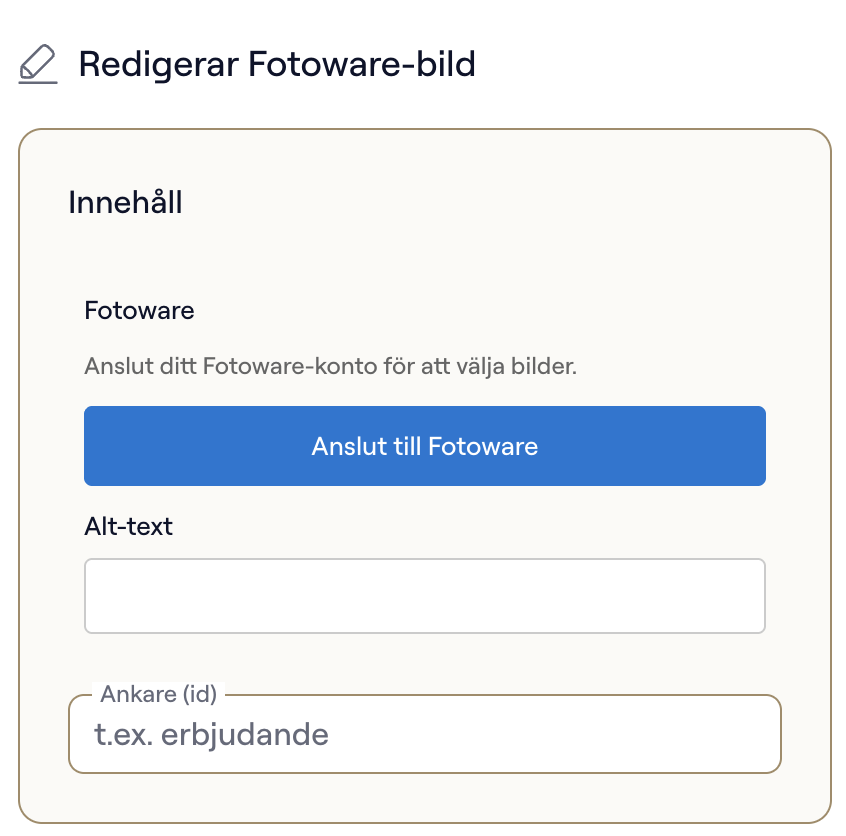 The Fotoware image component with its connect button