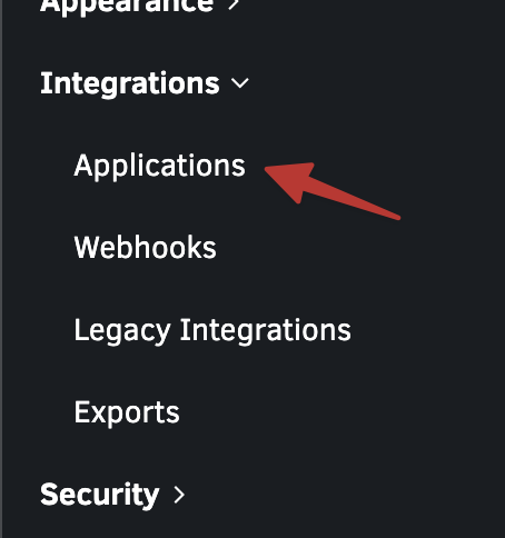 The Integrations menu in Fotoware with Applications selected