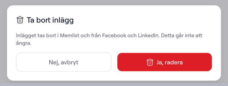 Bekräftelse vid radering