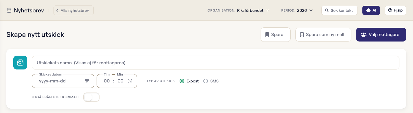 Skapa nytt utskick