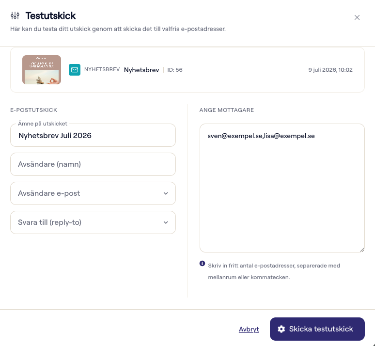 Testutskick